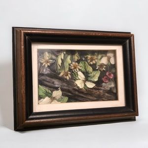 Framed Floral Wall Art Flowers and a log 5” x 7”